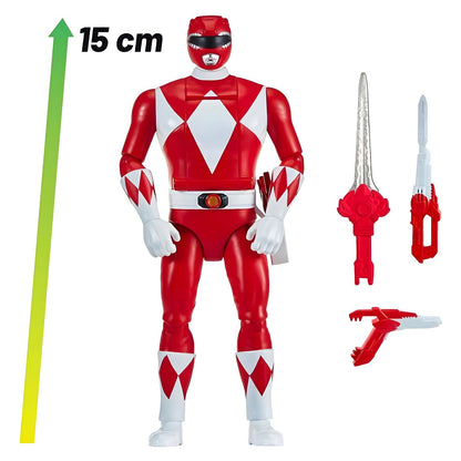 Figura Ranger Vermelho de 15 cm com espada e outros acessórios