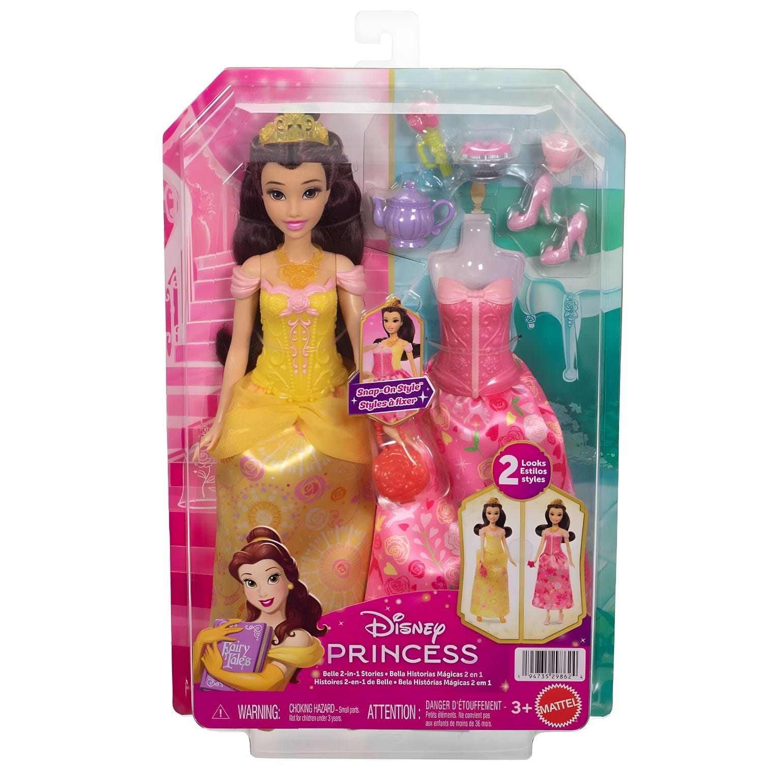 Princesa Disney Bella com dois estilos para histórias encantadas