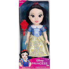 Princesa Disney Branca de Neve com vestido clássico e acessório vermelho