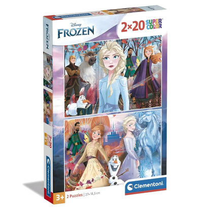 Frozen Super Color Puzzle with Anna, Elsa, Olaf, and colorful adventure scenes