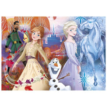Puzzle Super Color da Frozen com Anna Elsa Olaf e cenários coloridos de aventura