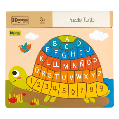 Andreu Toys Alphabet and Numbers Turtle Puzzle with colorful letters and numbers