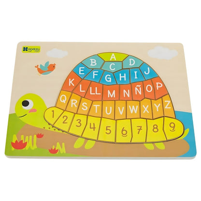 Andreu Toys Alphabet and Numbers Turtle Puzzle with colorful letters and numbers