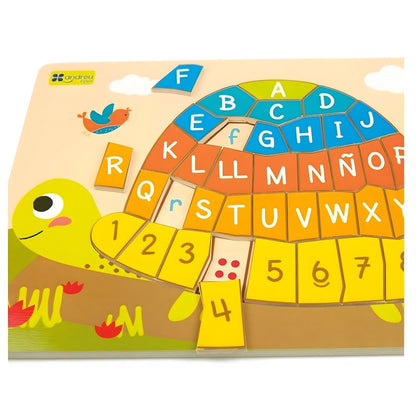 Andreu Toys Alphabet and Numbers Turtle Puzzle with colorful letters and numbers