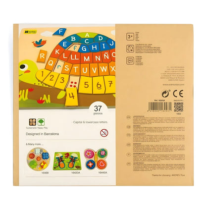 Andreu Toys Alphabet and Numbers Turtle Puzzle with colorful letters and numbers