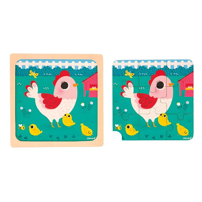The Hen children's wooden puzzle for first discoveries