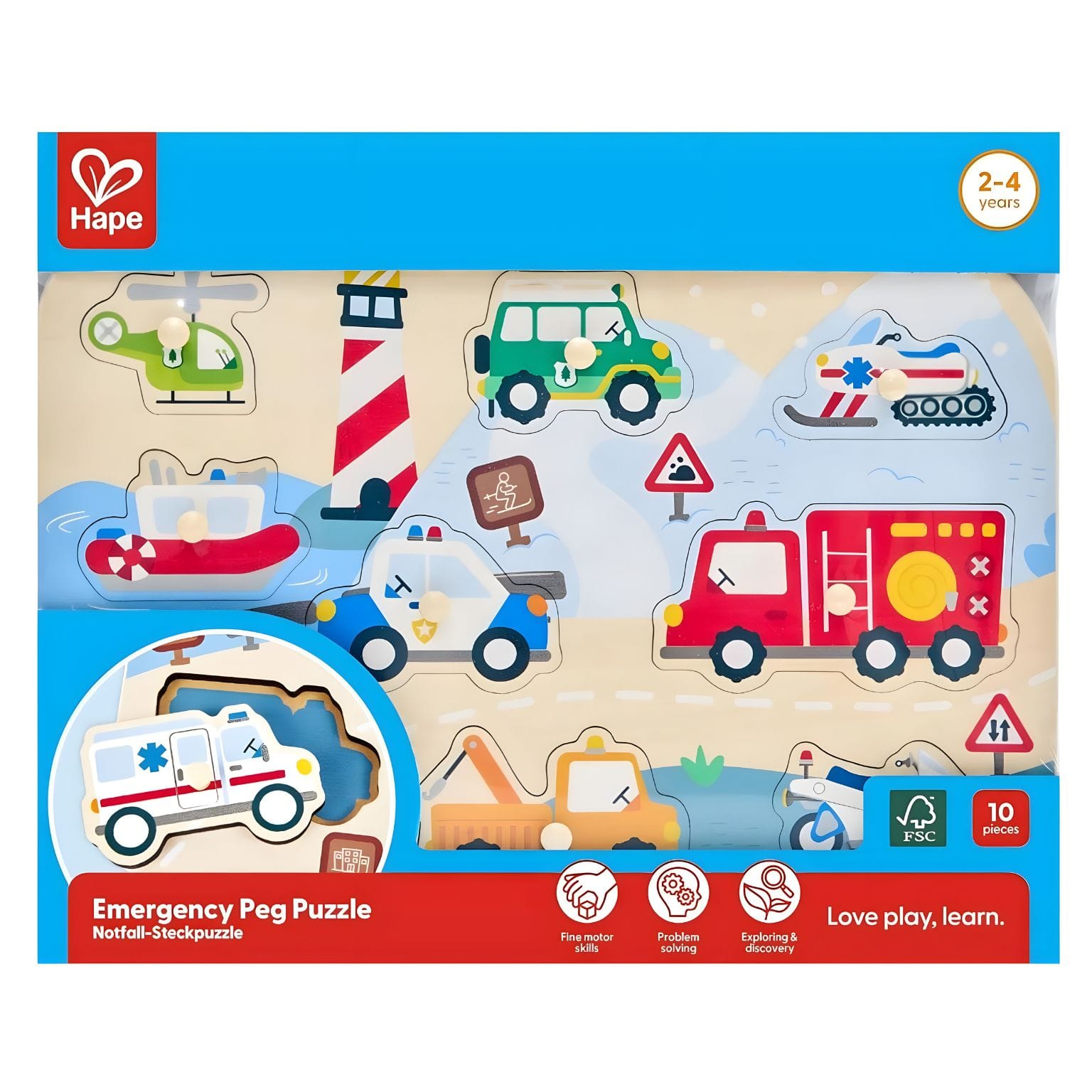 Puzzle de pegas Veículos de emergência Hape em vista principal