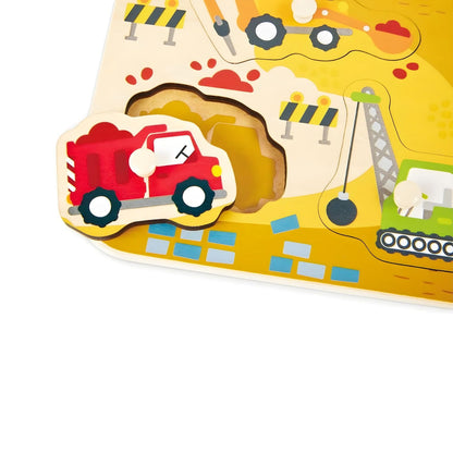 Hape knob puzzle with construction machines and vehicles