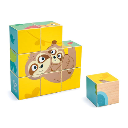 Hape cube puzzle with wild animal images