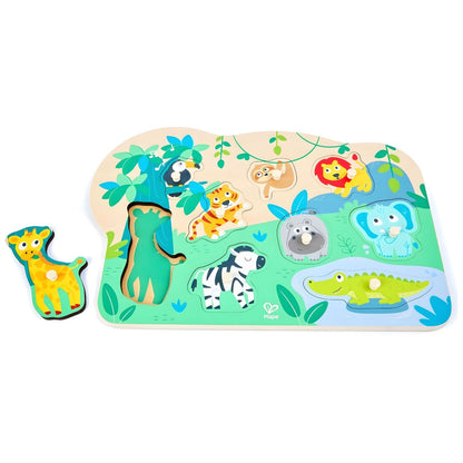 Hape puzzle with wild animals and knobbed pieces