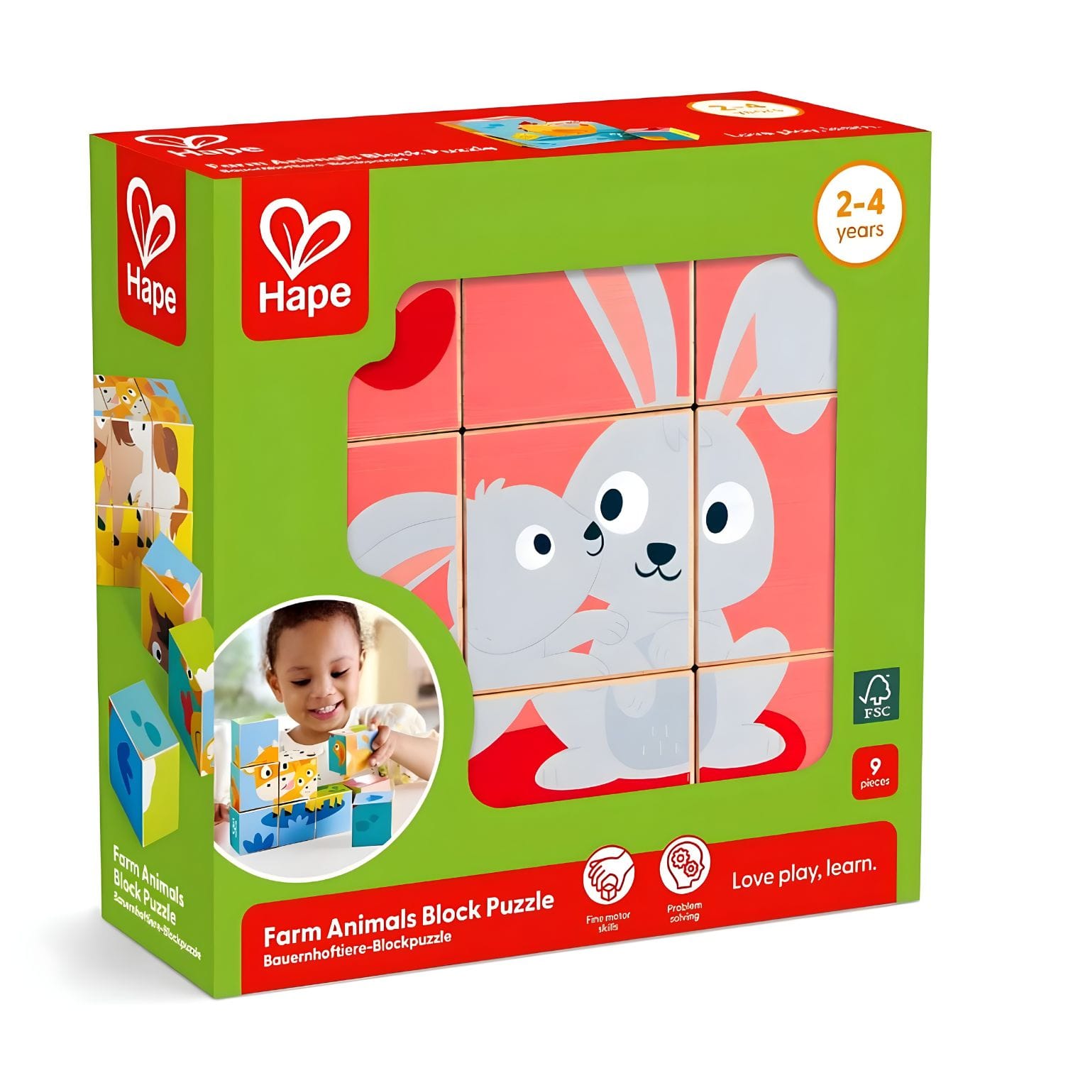 Puzzle em cubos Animais da Quinta Hape em vista principal