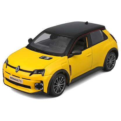 Miniatura Renault 5 E-Tech amarela com tejadilho preto vista de frente