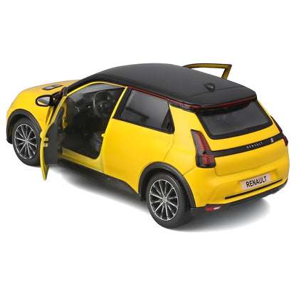 Renault 5 E-Tech Bburago visto de trás com porta e mala abertas