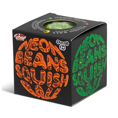 Scrunchems Neon Beans Squish Ball with neon colours and colourful beads