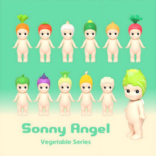 Mini figuras Sonny Angel série Vegetais com chapéus de legumes coloridos e expressão delicada