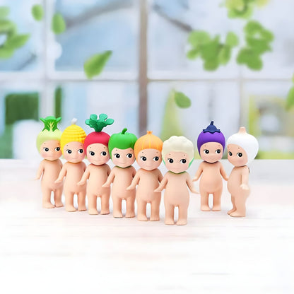Sonny Angel Vegetable series mini figures with colorful vegetable hats and delicate expression