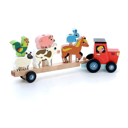Tractor with animals for rural missions and imaginative transport