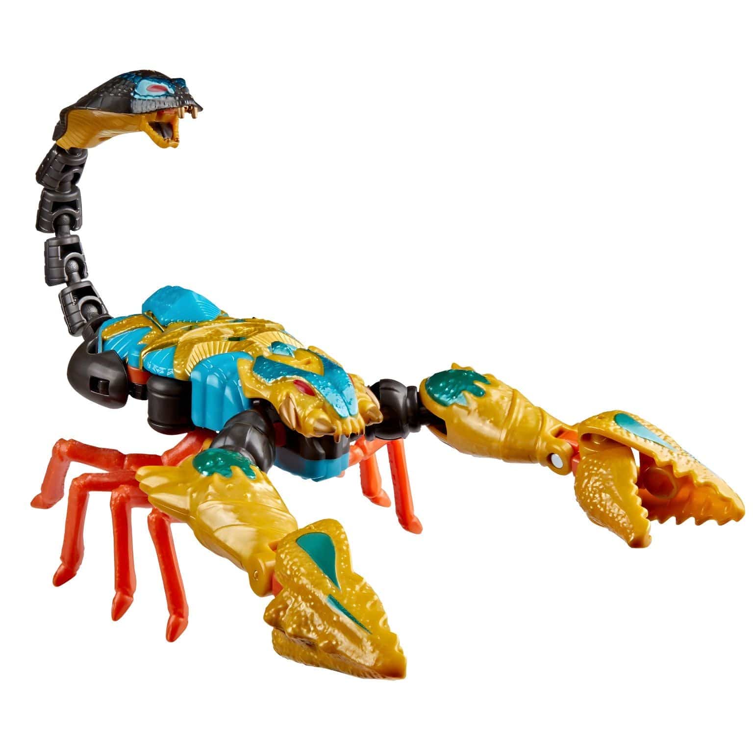 Transformers Age of the Primes - Quickstrike figura Transformers azul e dourado com modo escorpião