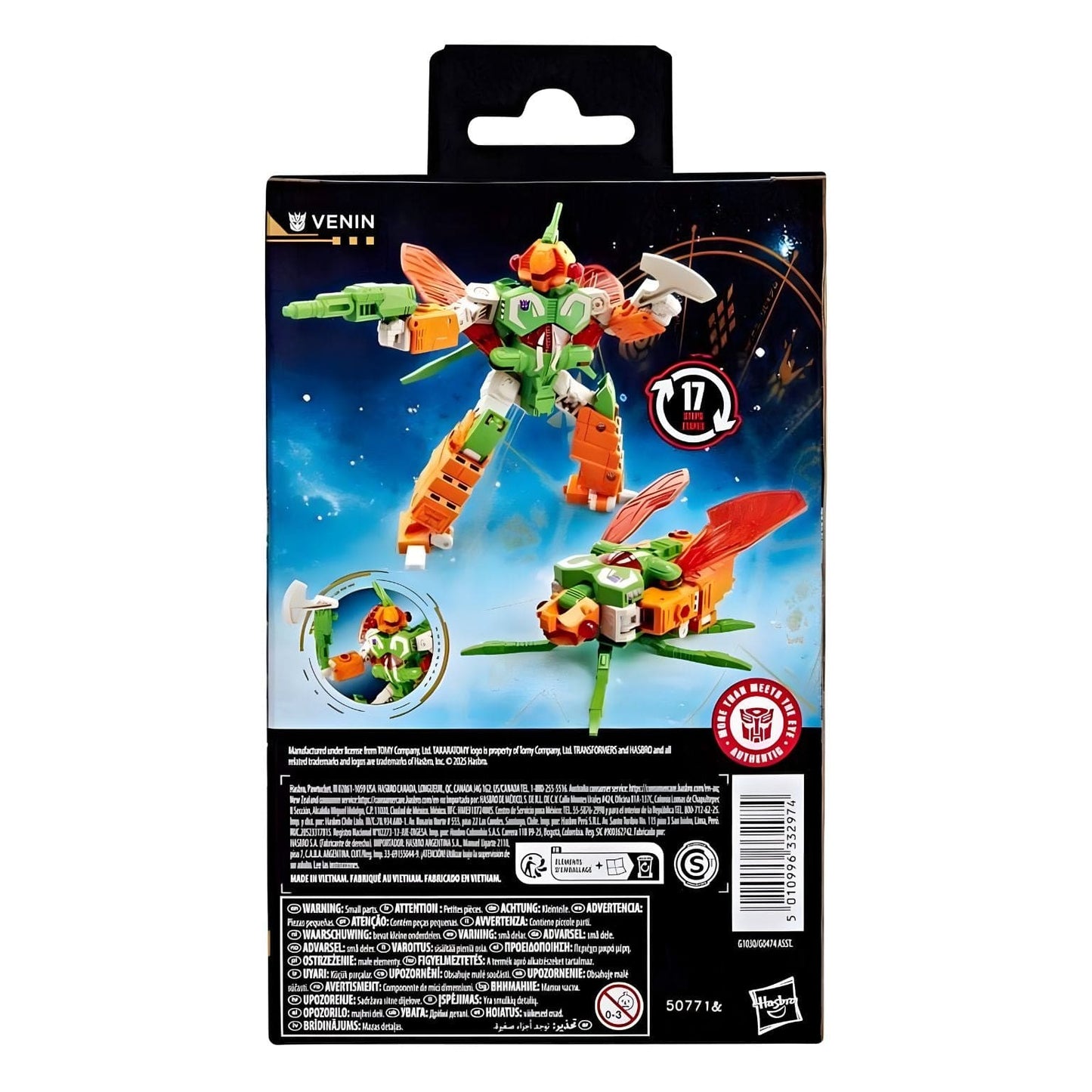 Transformers Age of the Primes - Venin figura Transformers verde e laranja com modo inseto robótico e transformação para robô