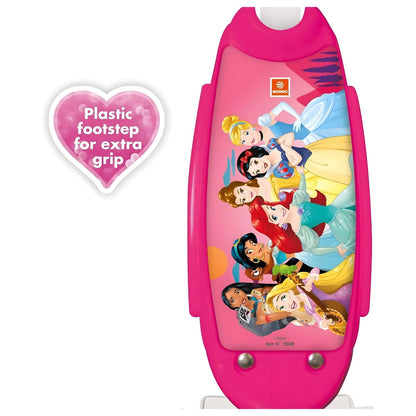Pink Disney Princess 3-wheel scooter with princess illustrations and white handlebars