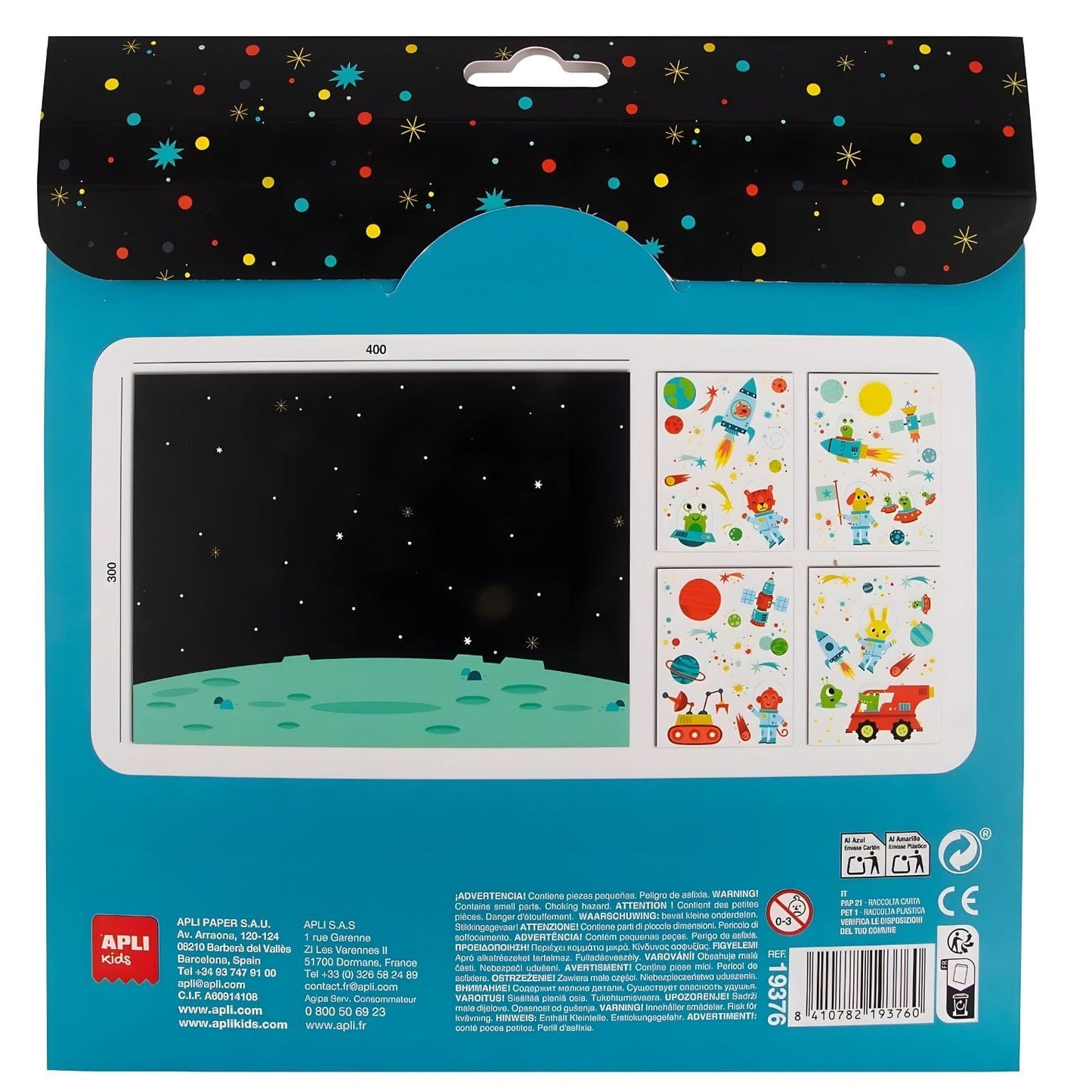 Apresentamos Autocolantes reutilizáveis - Espaço com o SKU 921937625 recomendado para + 3 anos