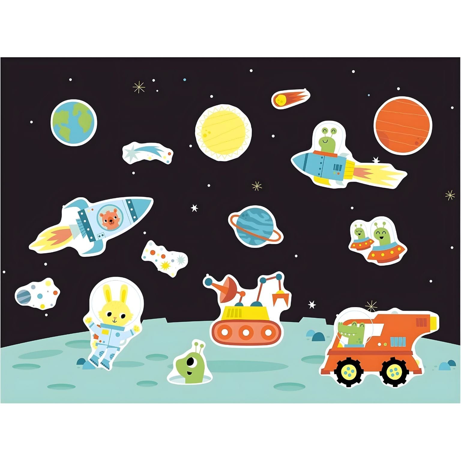 Apresentamos Autocolantes reutilizáveis - Espaço com o SKU 921937625 recomendado para + 3 anos