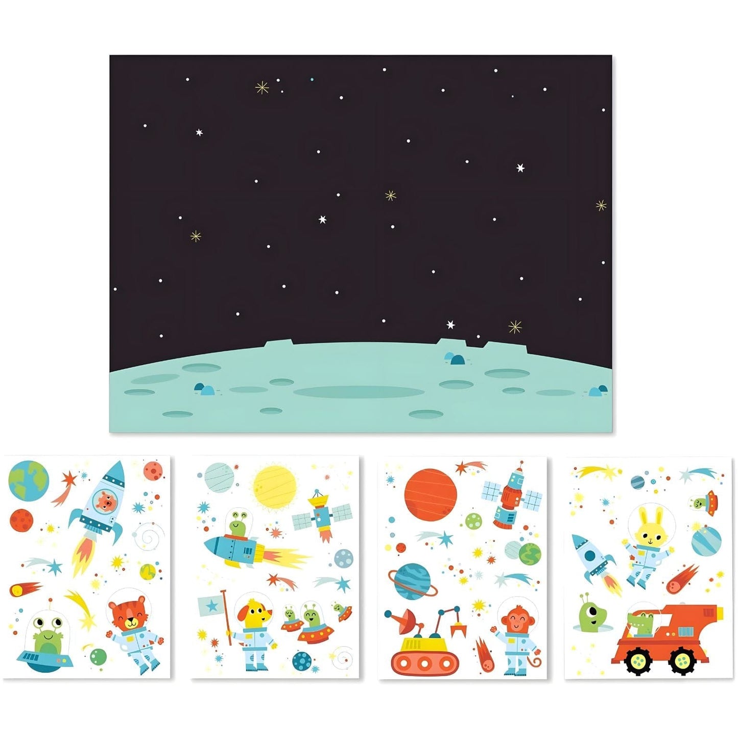 Apresentamos Autocolantes reutilizáveis - Espaço com o SKU 921937625 recomendado para + 3 anos