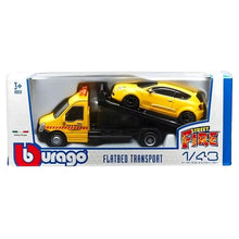 Iveco Daily com Alfa Romeo Mito da Bburago na caixa, reboque amarelo com carro