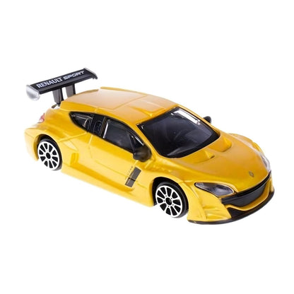 Renault Megane RS amarelo com aileron preto, vista lateral dianteira