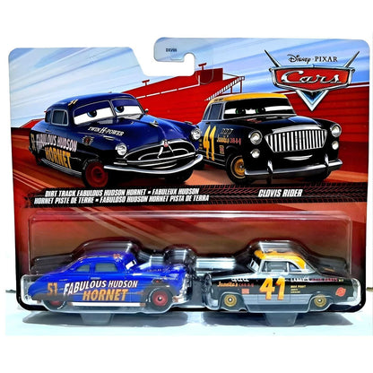 Introducing Disney Cars - Dirt Track Fabulous Hudson Hornet and Clovis Rider with SKU 772845925 recommended for ages 3+