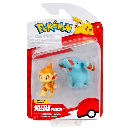 Conjunto de figuras de batalha Pokémon Chimchar e Phanpy