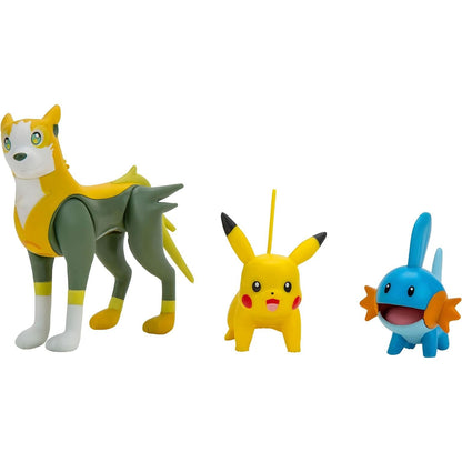 Introducing Pokémon battle figures: Mudkip, Pikachu and Boltund with SKU 23267622 recommended for ages 4+
