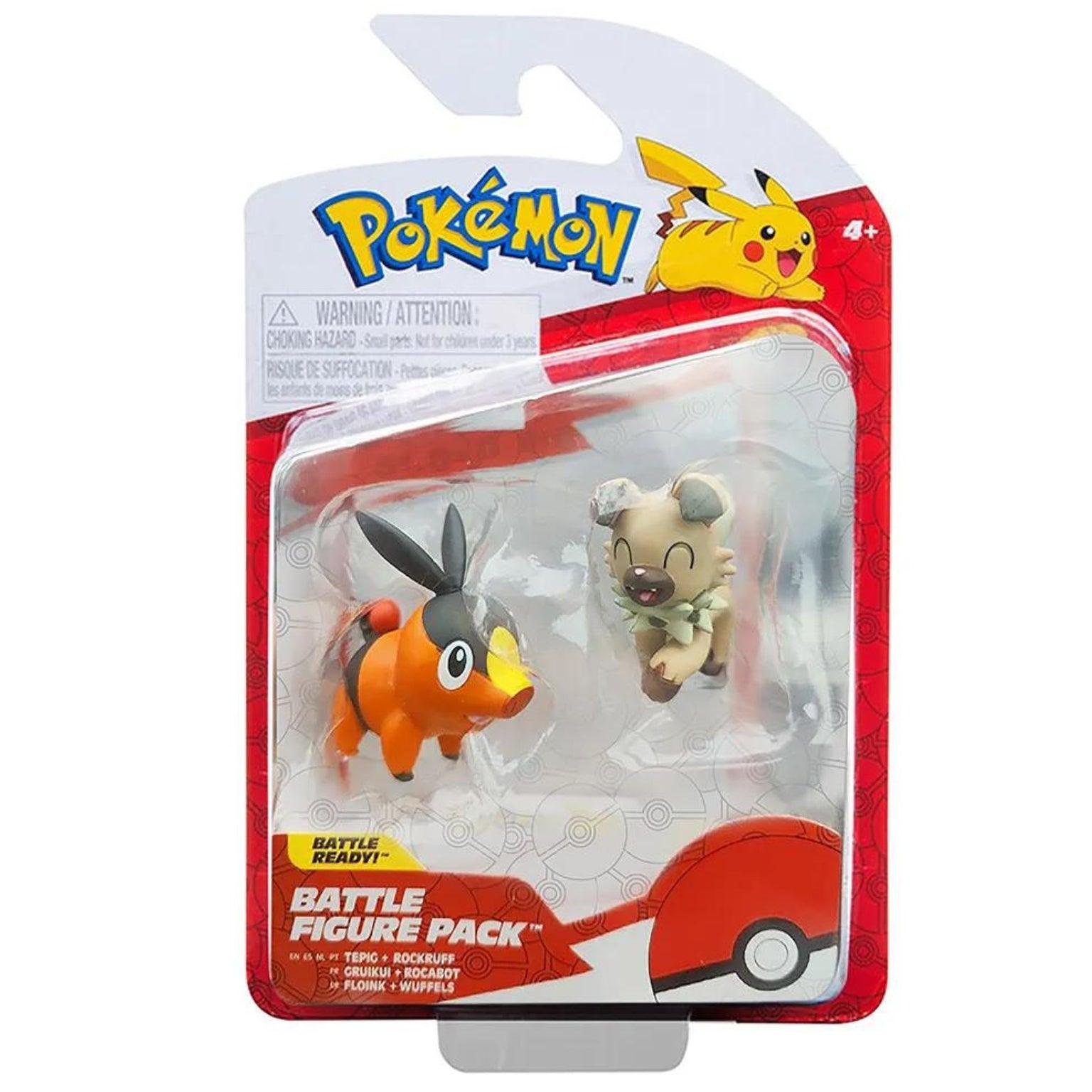 Figuras de Batalha Pokémon - Tepig & Rockruff - Brincatoys