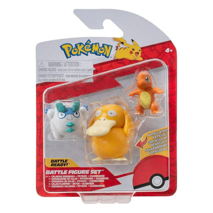 Introducing Pokémon Figures - Charmander, Galarian Darumaka, and Psyduck with SKU 23359824 recommended for + 4 years