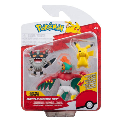 Introducing Pokémon Figures - Pikachu, Perrserker, and Hawlucha with SKU 23360124 recommended for + 4 years