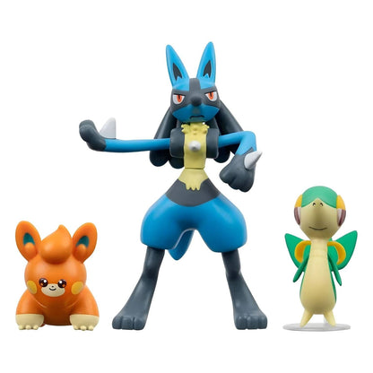 Introducing Pokémon Figures - Snivy, Pawmi, and Lucario with SKU 23360324 recommended for + 4 years