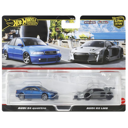 Introducing Hot Wheels Car Culture - Audi S4 Quattro and Audi R8 LMS with SKU 772917624 recommended for ages 3+