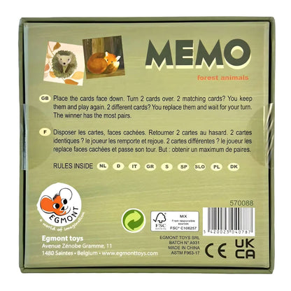 Egmont Toys Forest Animals Memory Game illustrated animal and leaf cards