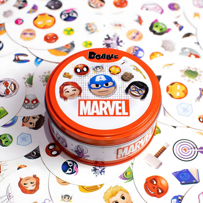 Introducing Dobble Marvel Find the Pair! Game with SKU 31039725 recommended for ages 6+