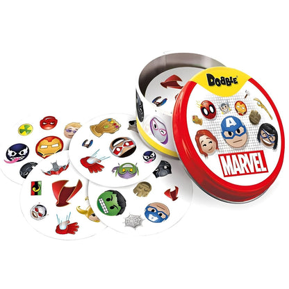 Introducing Dobble Marvel Find the Pair! Game with SKU 31039725 recommended for ages 6+