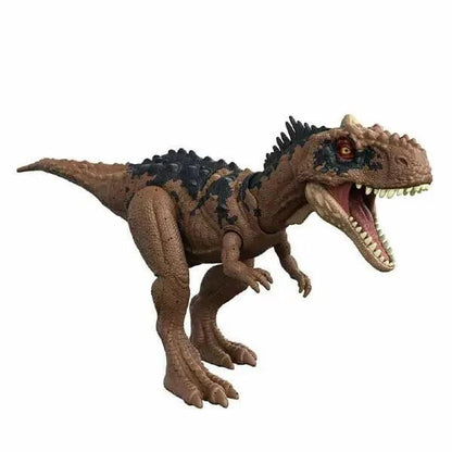 Introducing Jurassic World Rajasaurus roars and attacks with SKU 853412322 recommended for ages 4+