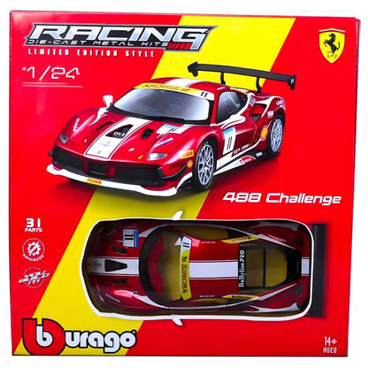 Introducing Ferrari Racing 488 Challenge construction kit with SKU 682658225 recommended for Bburago