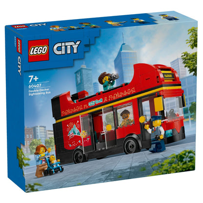 Introducing the LEGO City Red 2-Storey Tourist Bus with SKU 666040724, recommended for ages 7+