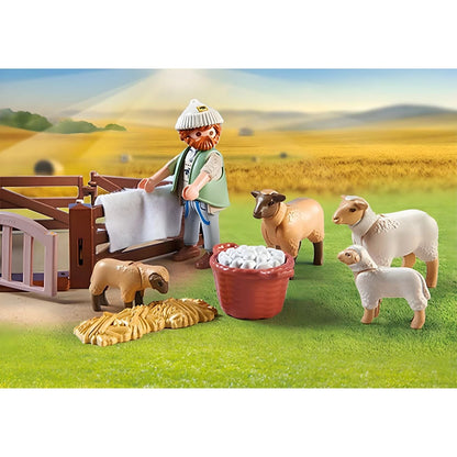 Introducing Playmobil Shepherd with a flock of sheep with SKU 657144425 recommended for ages 4+