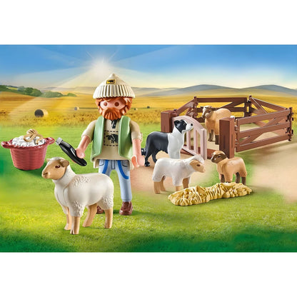 Introducing Playmobil Shepherd with a flock of sheep with SKU 657144425 recommended for ages 4+