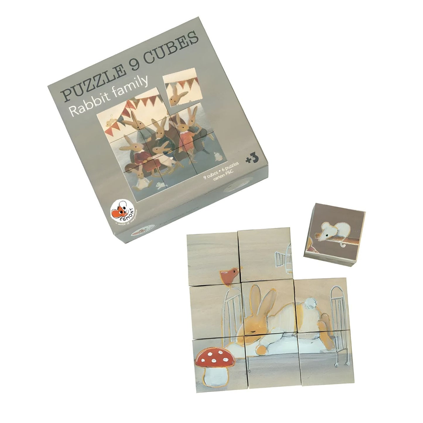 Apresentamos Puzzle 9 cubos - Família de coelhos com o SKU 727005725 recomendado para + 3 anos