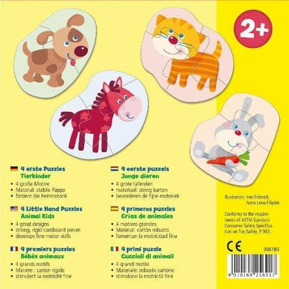 We present 4 Little Hand Animal Puzzles with SKU 810618322 recommended for + 2 years