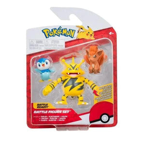 Conjunto Pokémon - Piplup, Electabuzz & Vulpix - Brincatoys