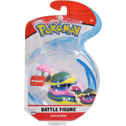 Coloured Alolan Muk Pokémon figure by Jazwares in Battle Figure packaging