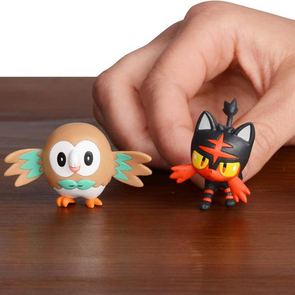 Pokémon Rowlet and Litten figure by Jazwares in a battle pack with Rowlet and Litten
